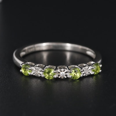 Sterling Peridot with Cubic Zirconia Band