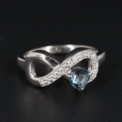 Sterling Light Blue Topaz with Cubic Zirconia Ring