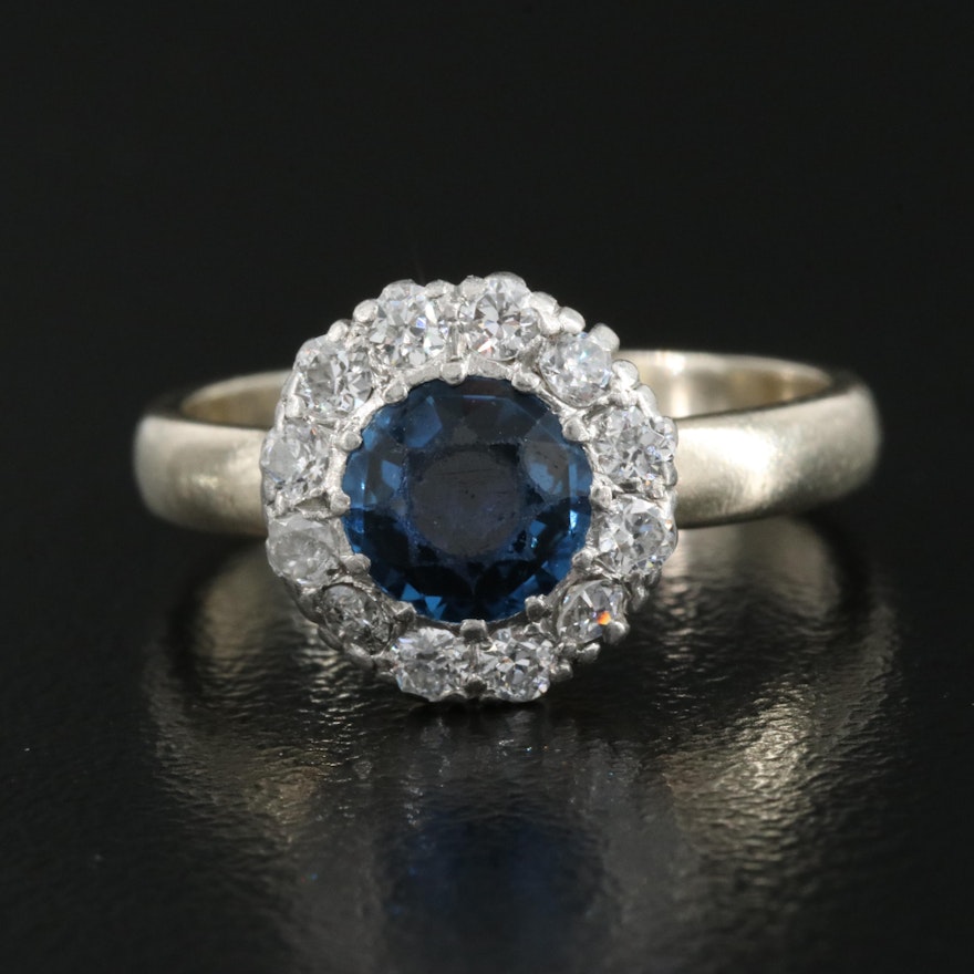14K and Platinum Sapphire and Diamond Ring