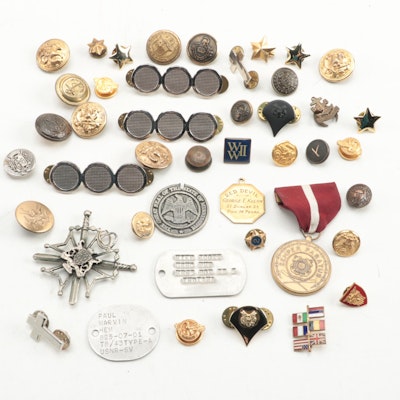 U.S. Military Buttons, Pinbacks, Tags, and More