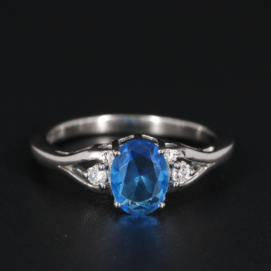 Sterling Blue Topaz with Cubic Zirconia