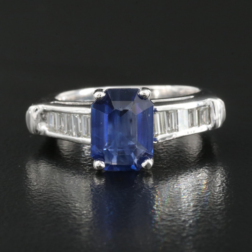 14K 1.67 CT Sapphire and Diamond Ring