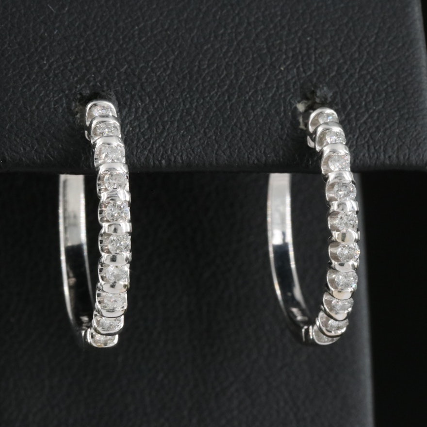 14K 0.50 CTW Diamond Hoop Earrings