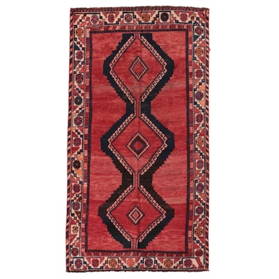 4'5 x 8'2 Hand-Knotted Persian Shiraz Silk Area Rug