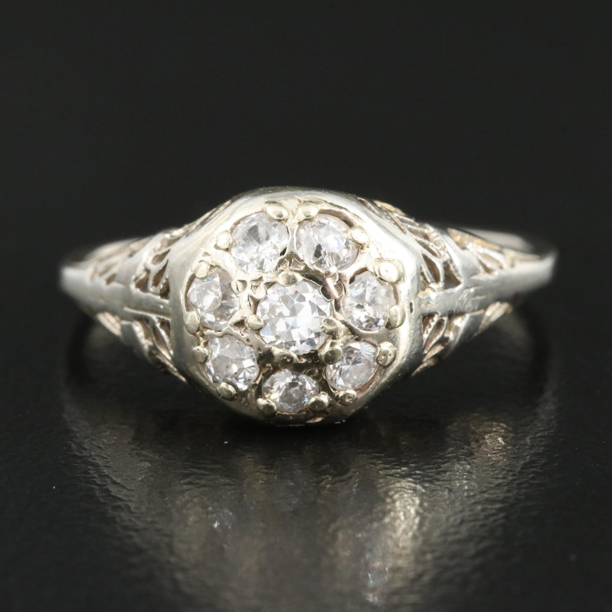 18K and 14K 0.50 CTW Diamond Cluster Ring
