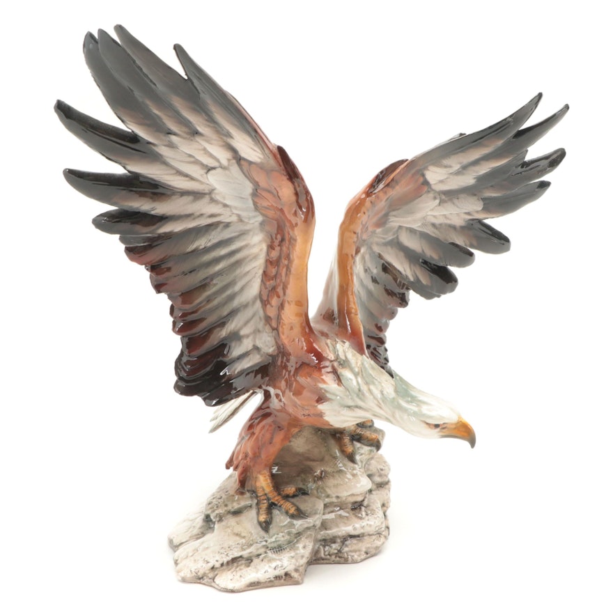 Giuseppe Tagliariol for Tay Pottery Italian Porcelain Bald Eagle Figurine
