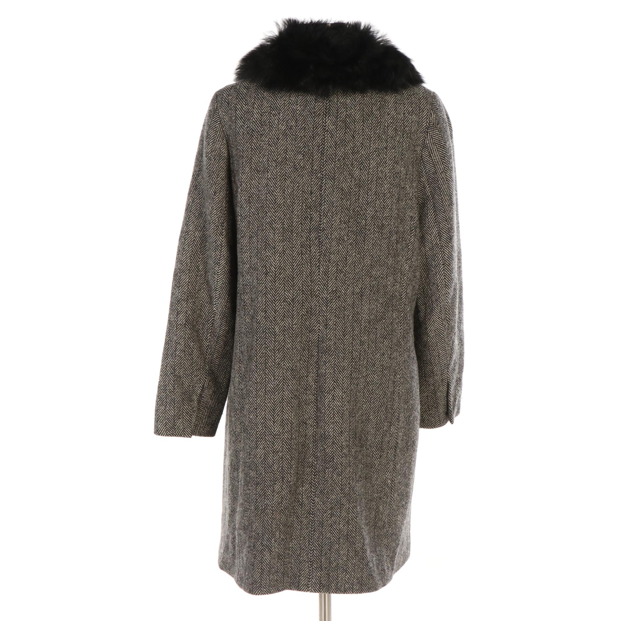 Banana Republic Shearling Collar Coat in Herringbone EBTH