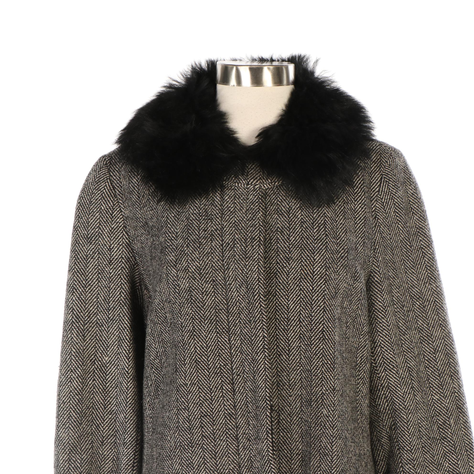 Banana Republic Shearling Collar Coat in Herringbone EBTH