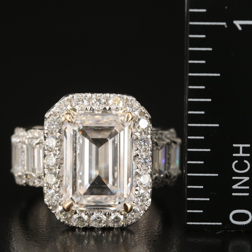 Platinum 11.23 CTW Lab Grown Diamond Ring with IGI Report and 18K Accents