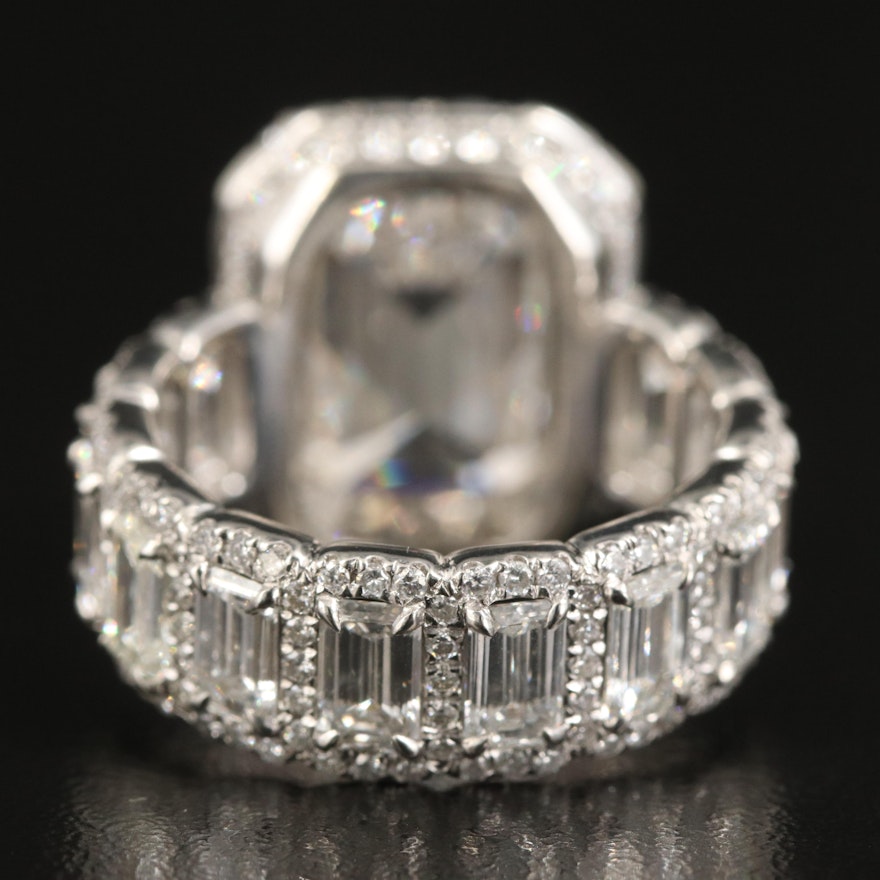 Platinum 11.23 CTW Lab Grown Diamond Ring with IGI Report and 18K Accents