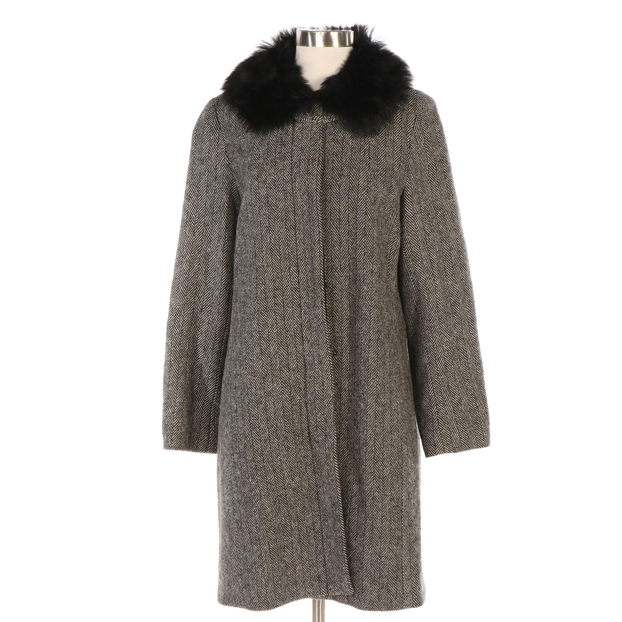 Banana Republic Shearling Collar Coat in Herringbone EBTH
