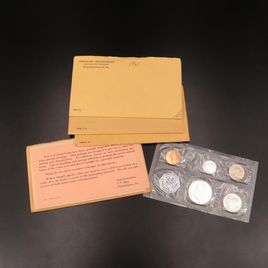 Collection of Four Early U.S. Silver Proof Sets, 1961–1964