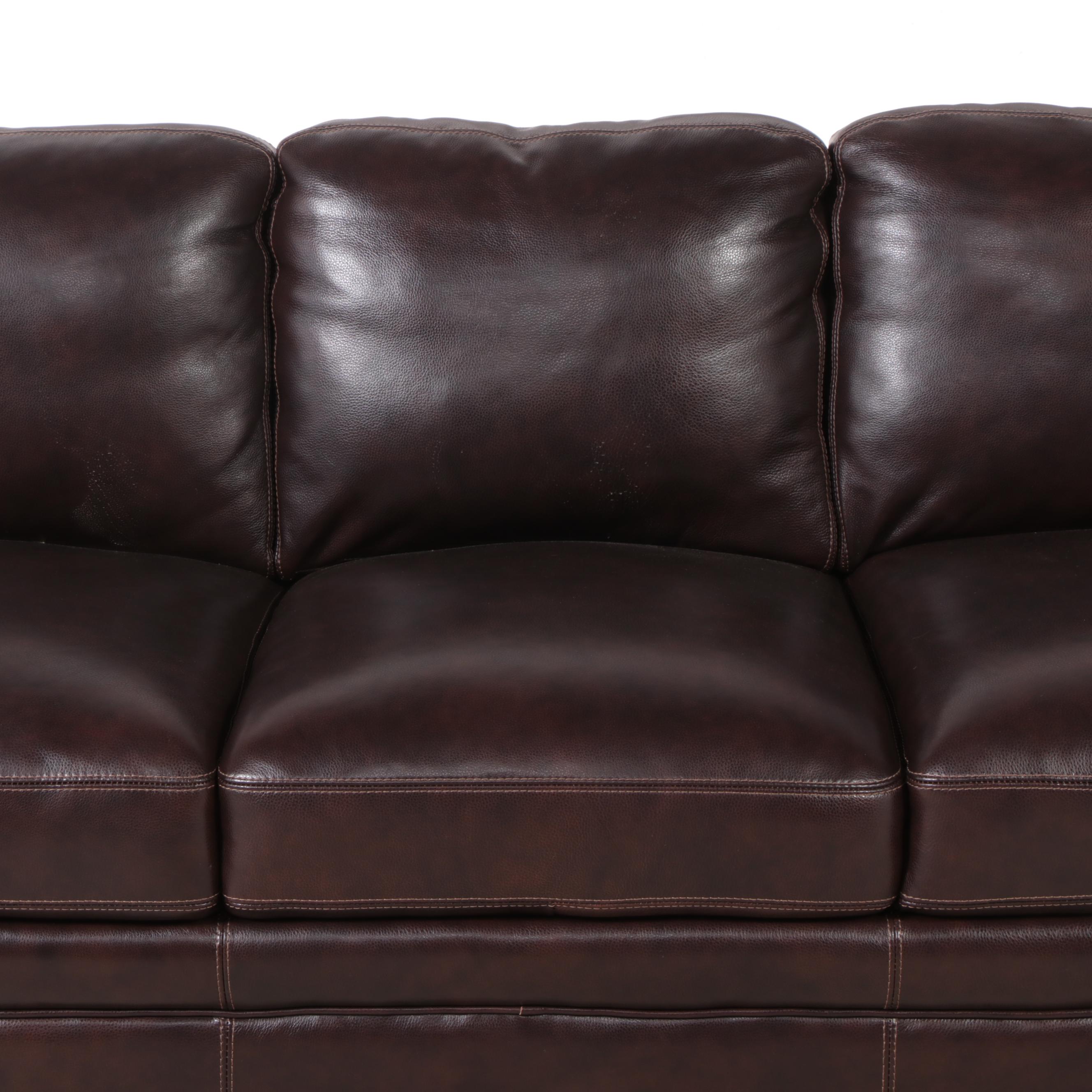 Simon Li "Chanton" Brown Leather Sofa EBTH