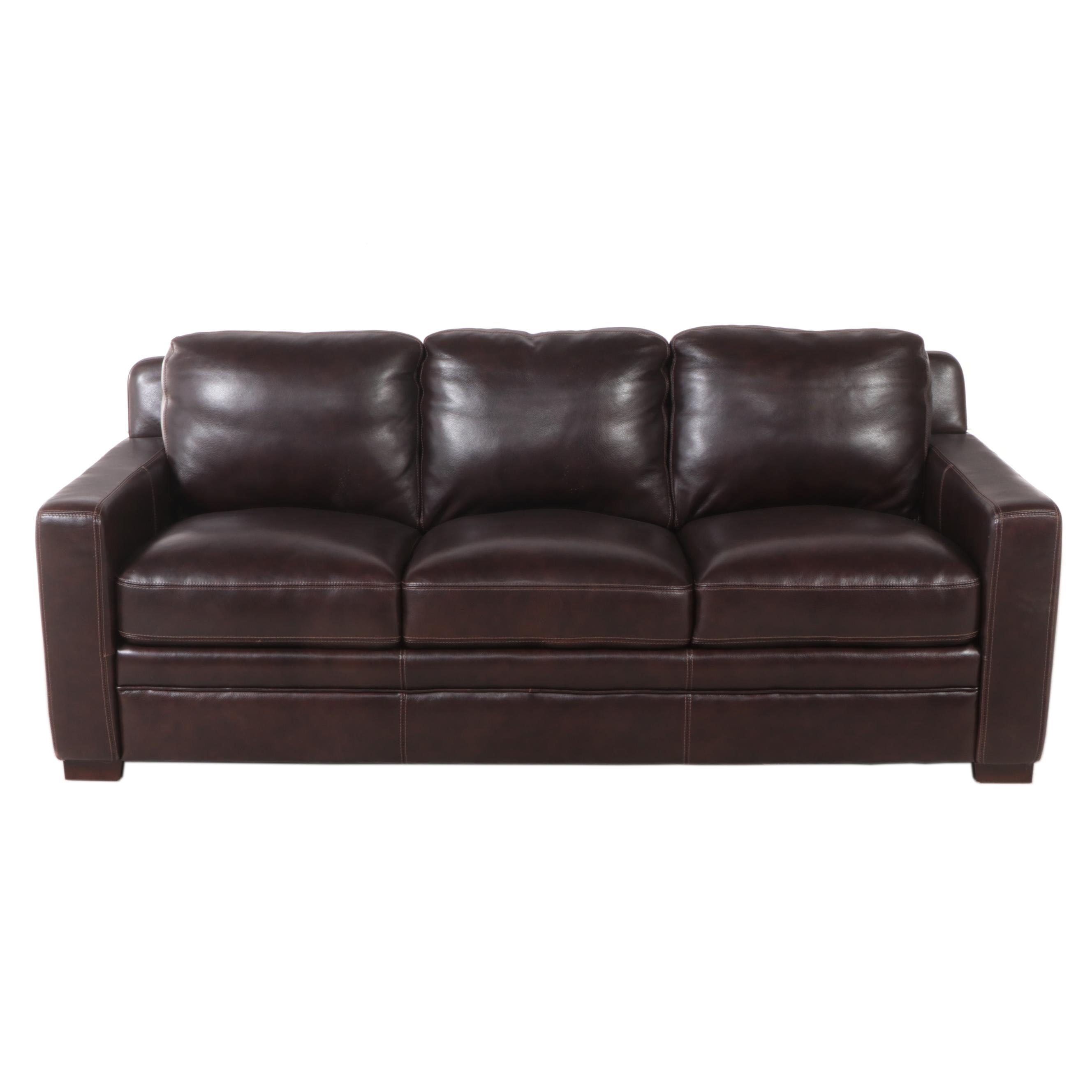 Simon Li "Chanton" Brown Leather Sofa EBTH