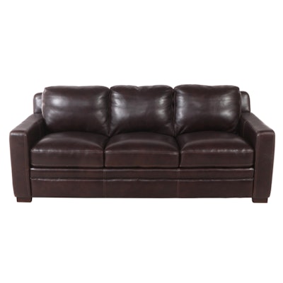Simon Li "Chanton" Brown Leather Sofa