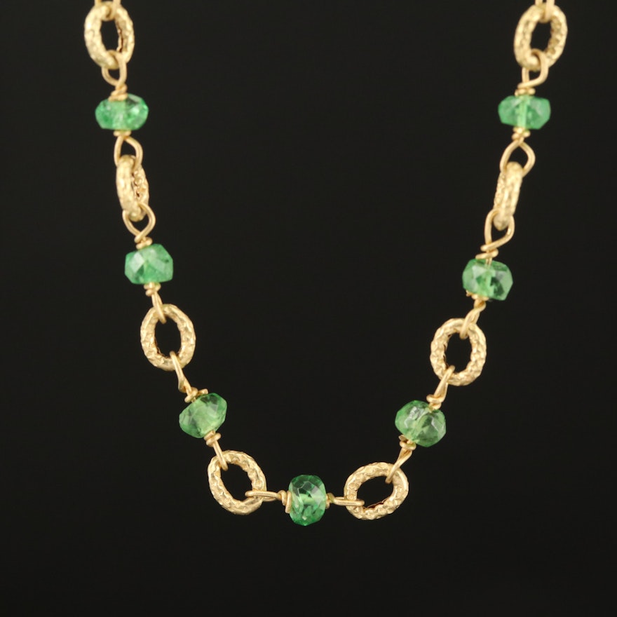 18K Tsavorite Faceted Bead Necklace