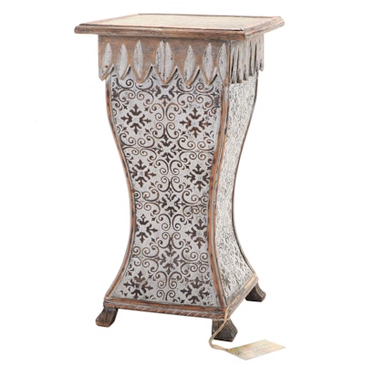 Philippine Carved Wood and Pressed Metal Pedestal Table, 20th Century