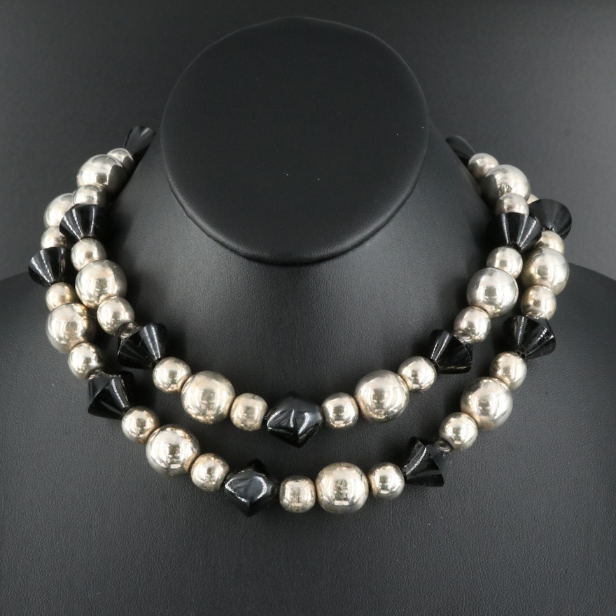 Mexican Sterling Beaded Necklace