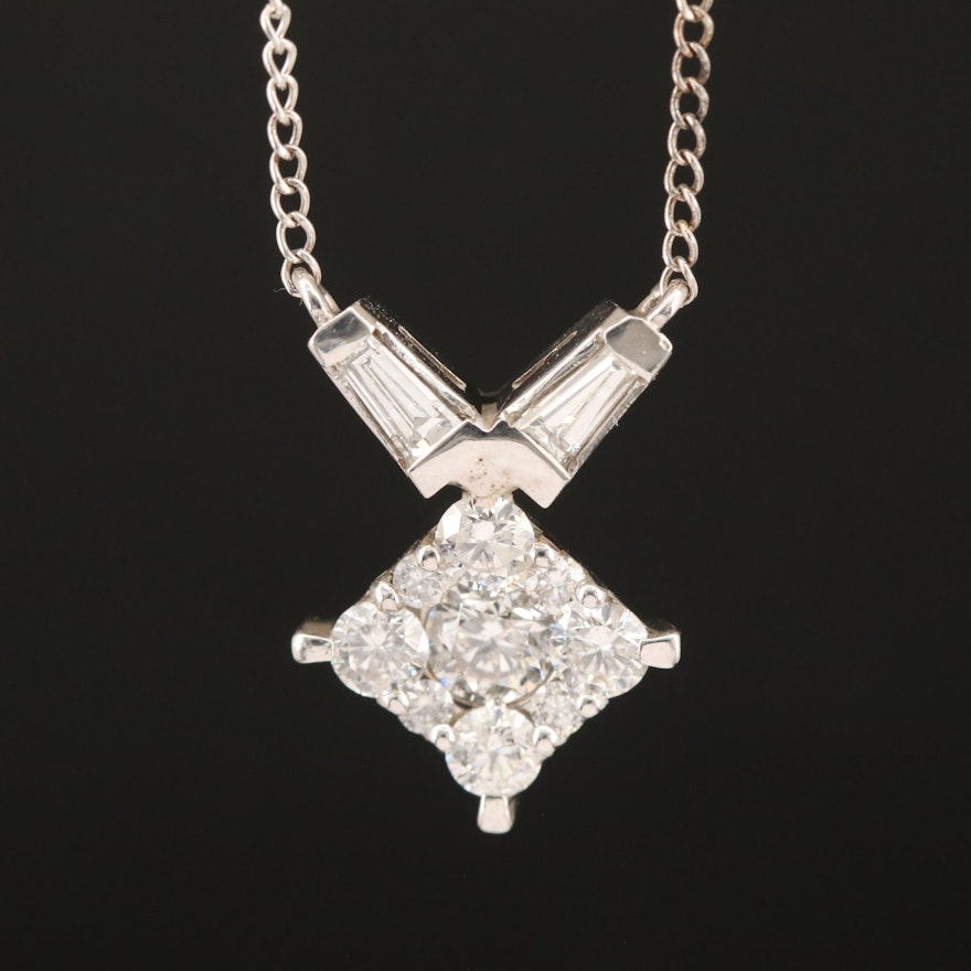 14K 0.90 Diamond Pendant Necklace