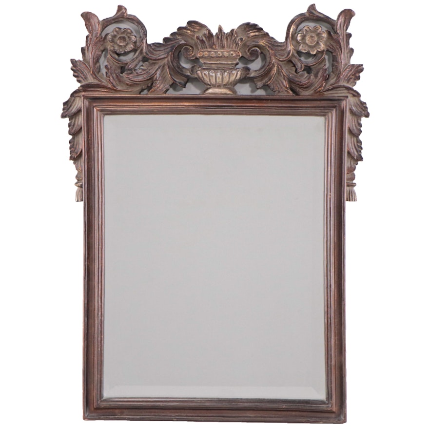 Rococo Style Carved Wood and Beveled Glass Wall Mirror