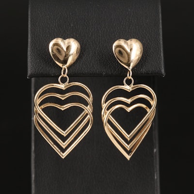 14K Triple Heart Earrings