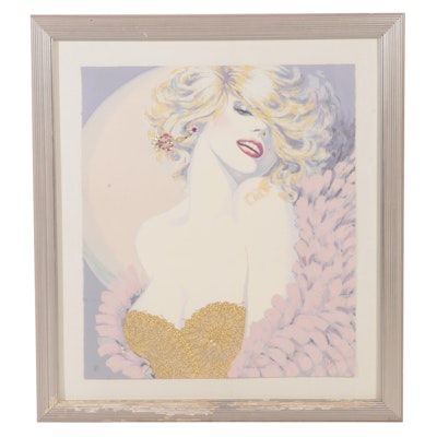 Mary Vickers Embellished Serigraph "Golden Girl," Late 20th Century