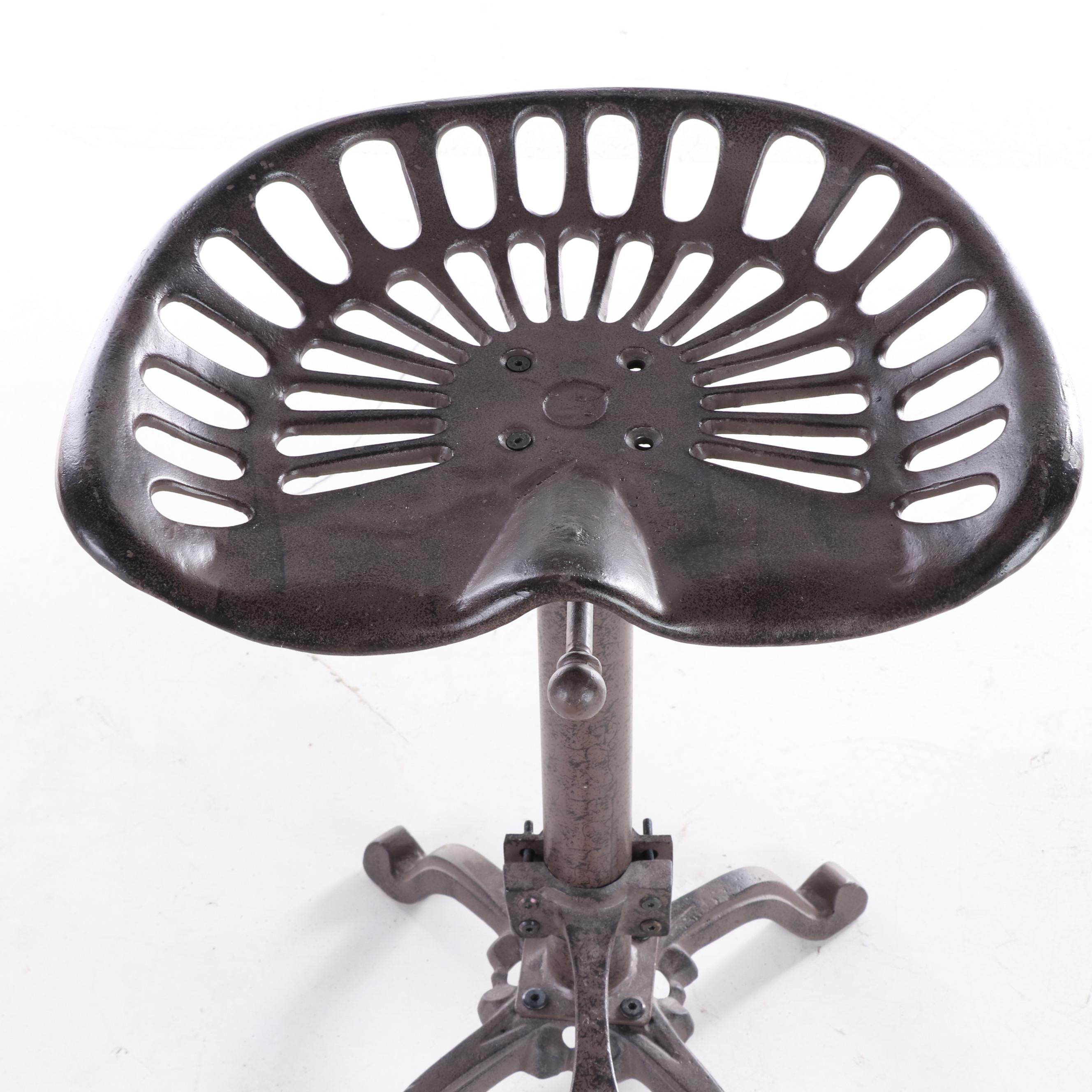 Industrial Patinated and Cast Metal SwivelLift Stool EBTH
