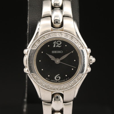 Seiko Diamond Bezel Stainless Steel Quartz Wristwatch