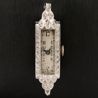 Vintage Platinum and Diamond Hand Wind Wristwatch