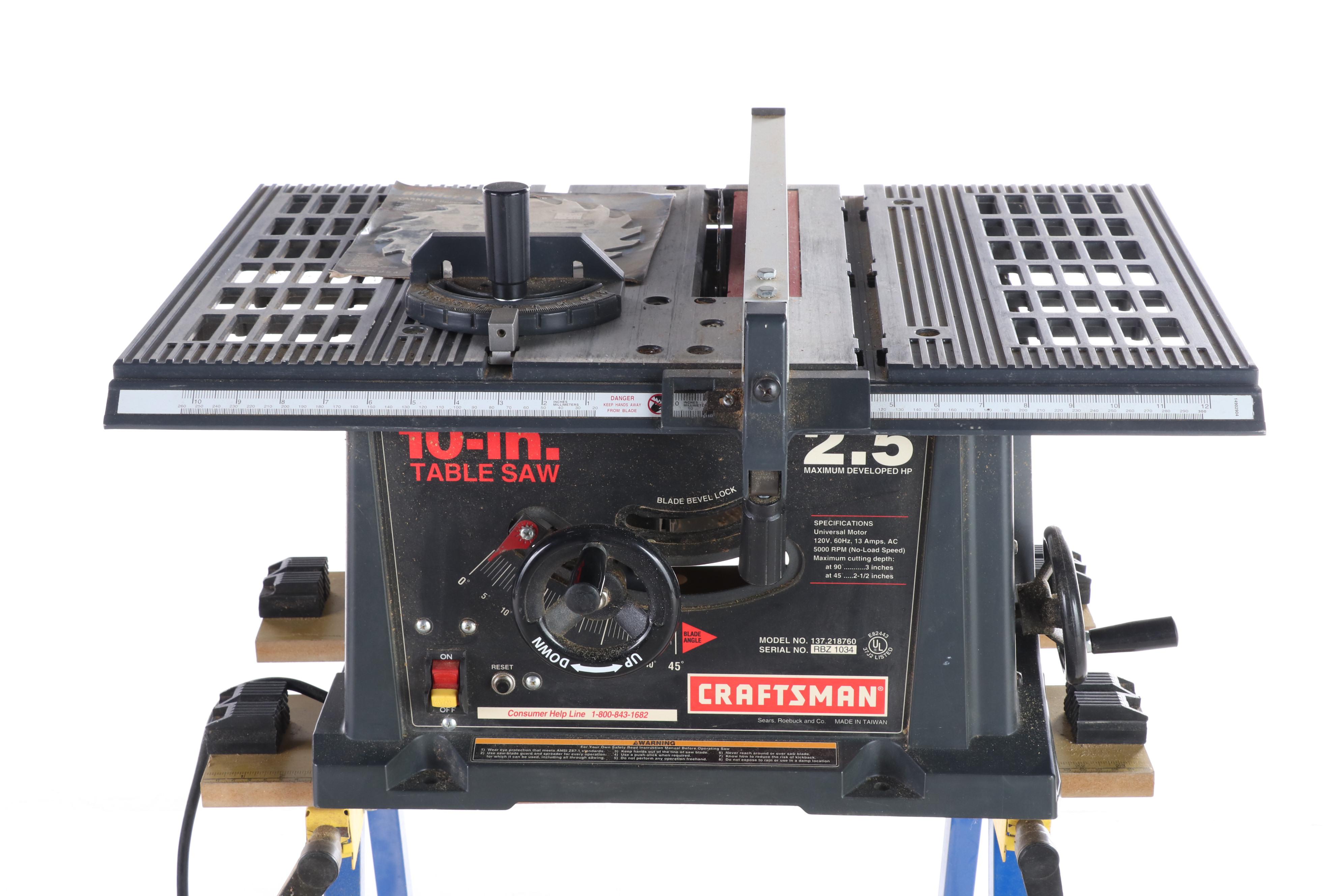 Craftsman "Model 137.218760" 10" Electric Table Saw on Stand EBTH