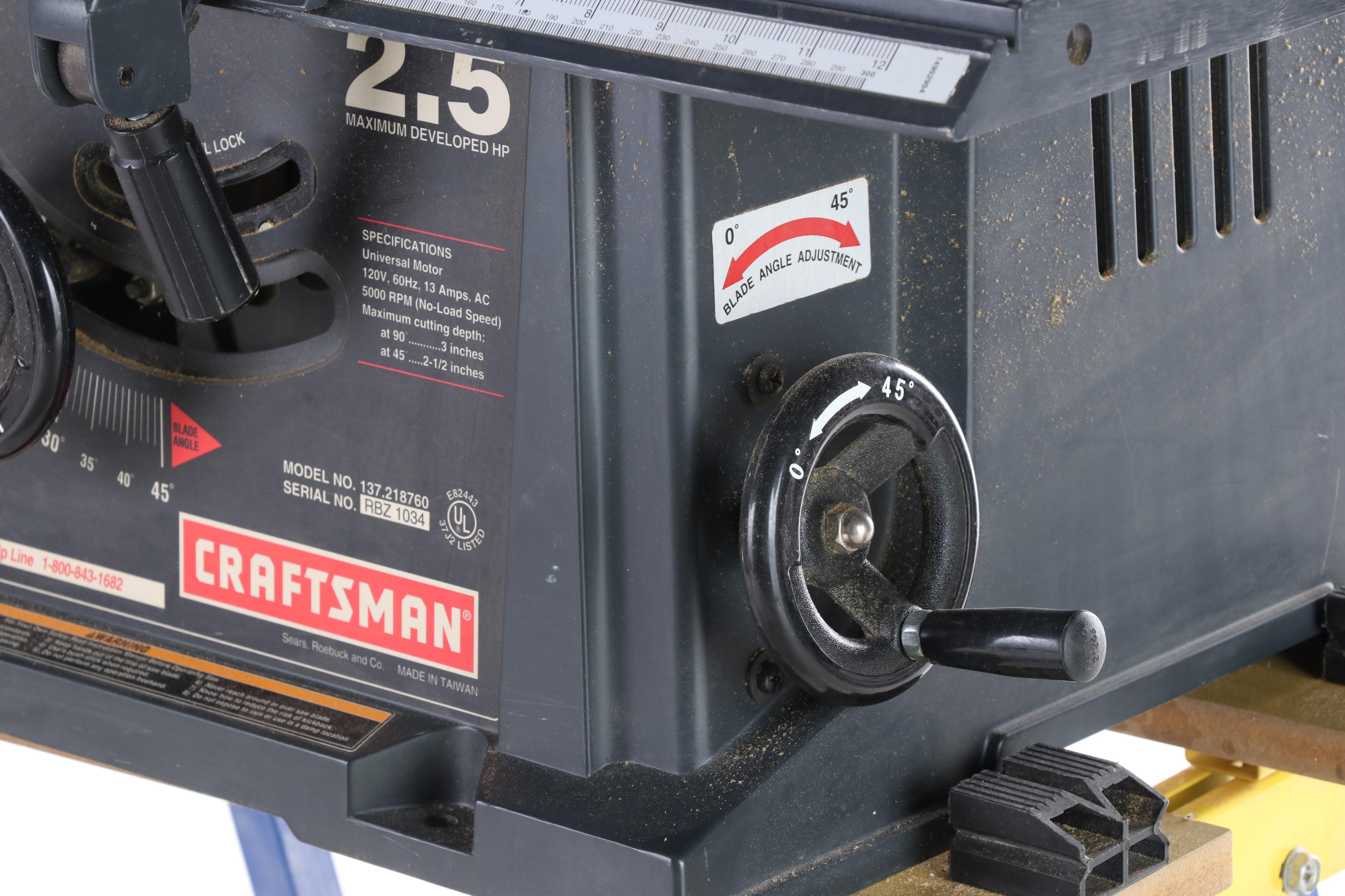 Craftsman "Model 137.218760" 10" Electric Table Saw on Stand EBTH