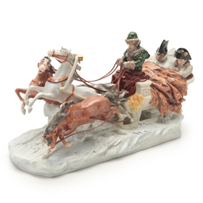Scheibe Alsbach Hand-Painted Porcelain Napoleon's Escape from Russian Tableau