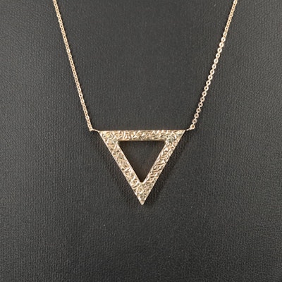 14K Stationary Triangle Pendant Necklace