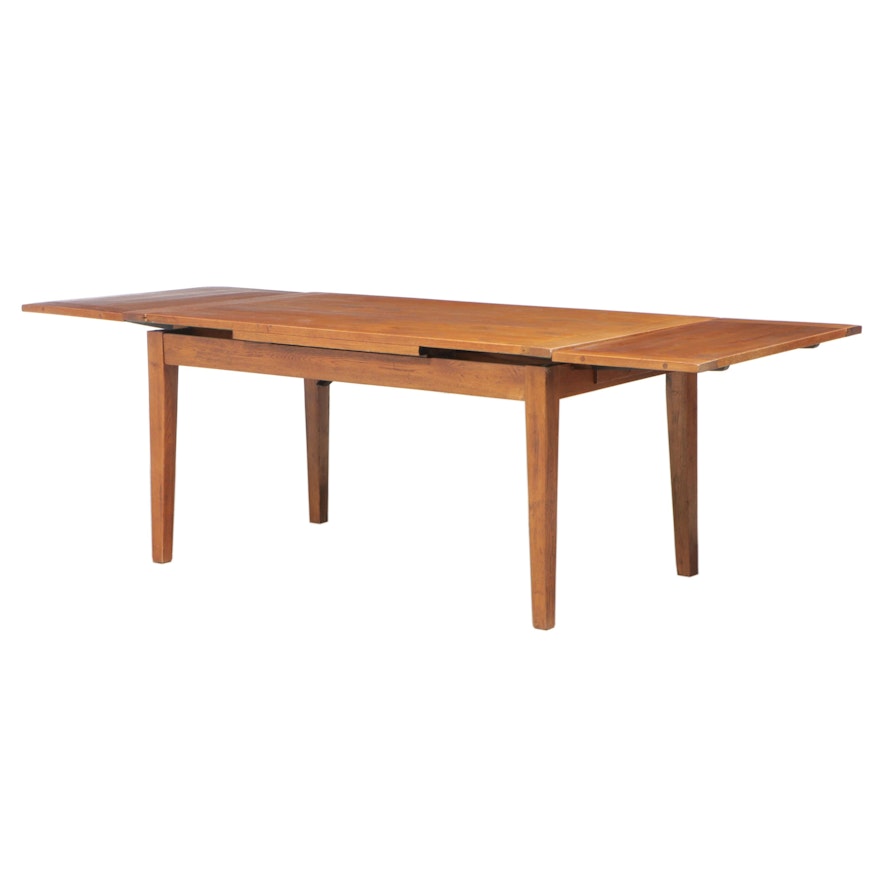 American Primitive Style Oak Draw-Leaf Dining Table, Late 20th Century