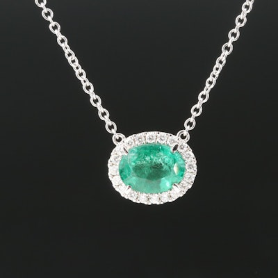18K 1.75 CT Emerald and Diamond Necklace with GIA Report