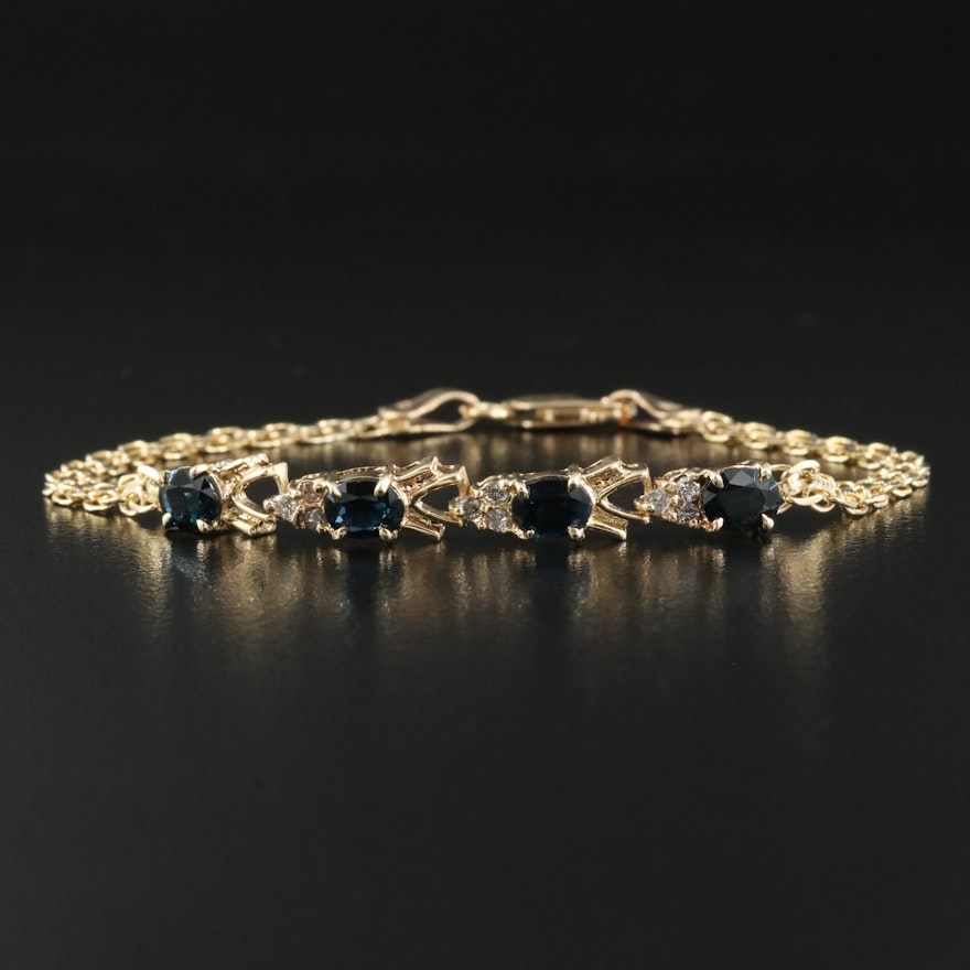 Italian 14K Sapphire and Diamond Bracelet