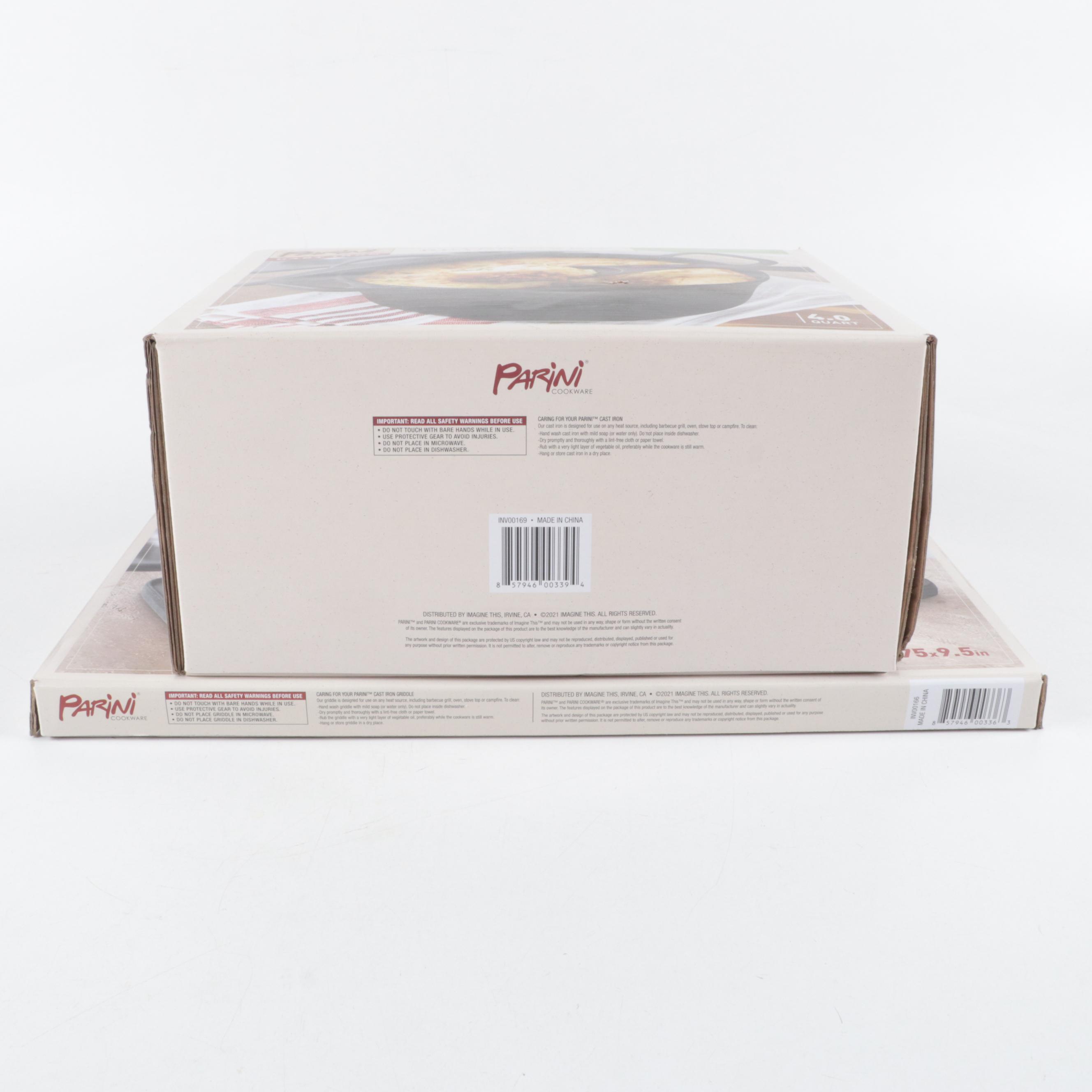 Parini Cast Iron Dutch Oven, Deep Skillet, Griddle, and Reversible