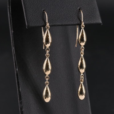 14K Pear Shaped Dangle Earrings
