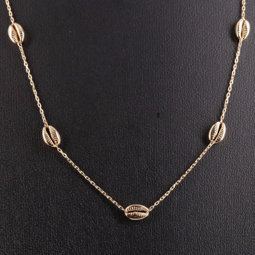 14K Cowrie Shell Station Necklace