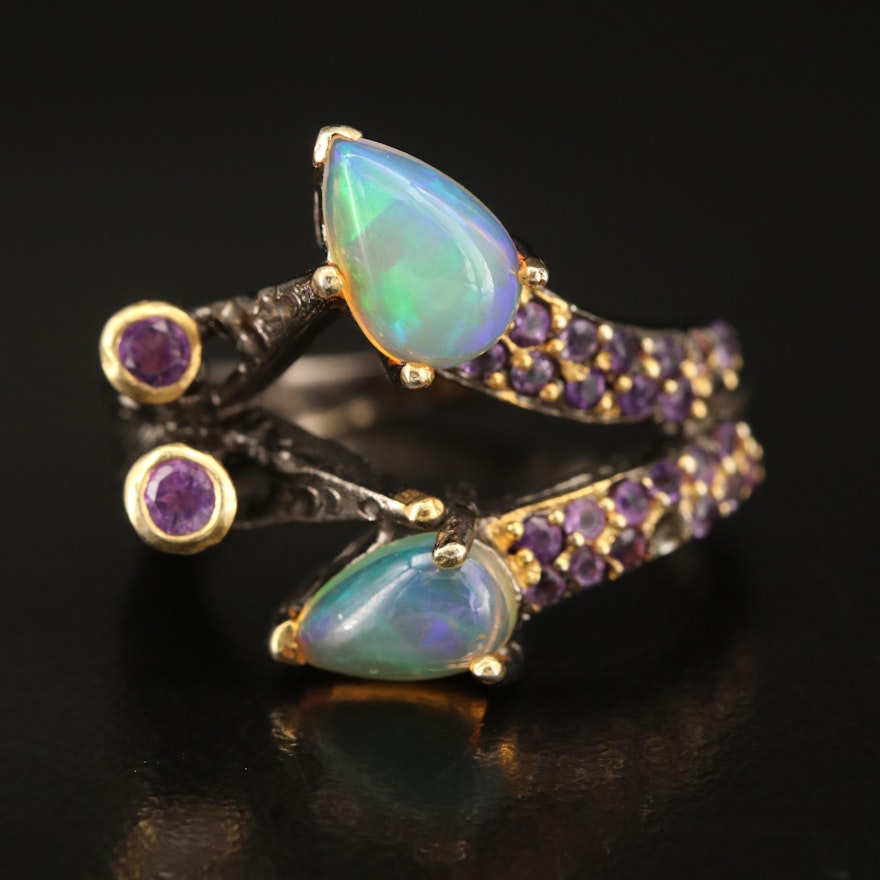 Sterling Opal and Amethyst Ring