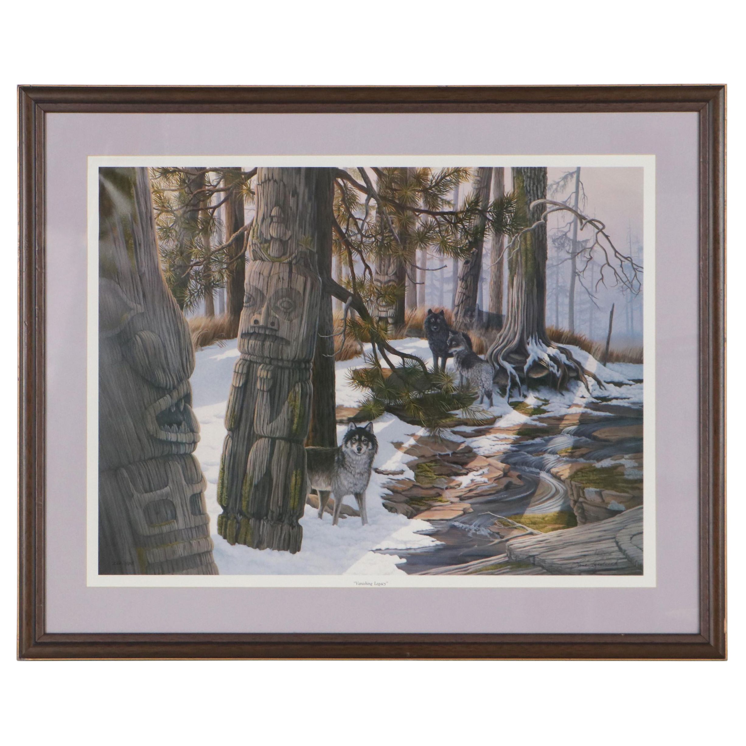 Lane Kendrick Offset Lithograph of Wolves 