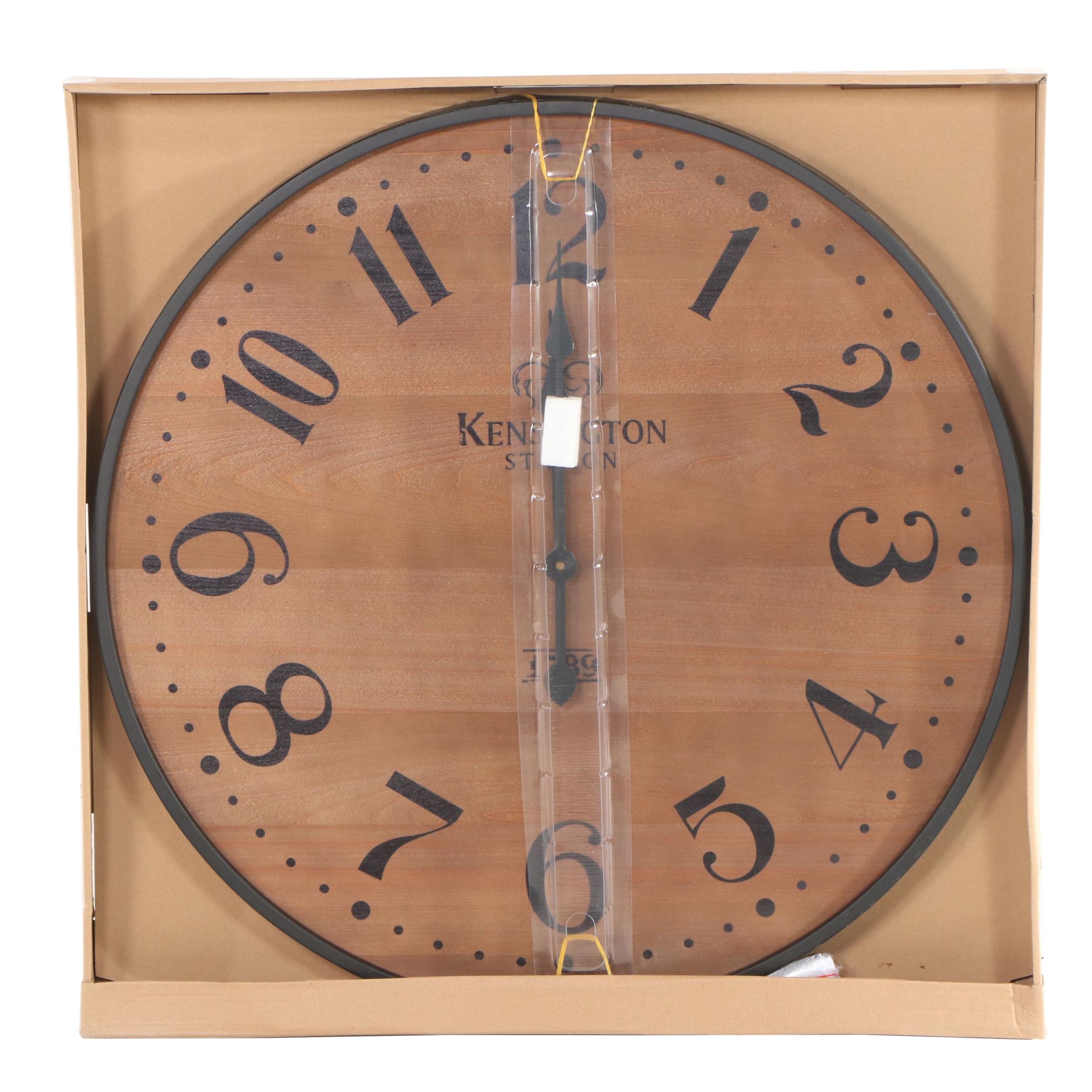 Threshold Kensington Wooden Wall Clock in Pine Finish EBTH