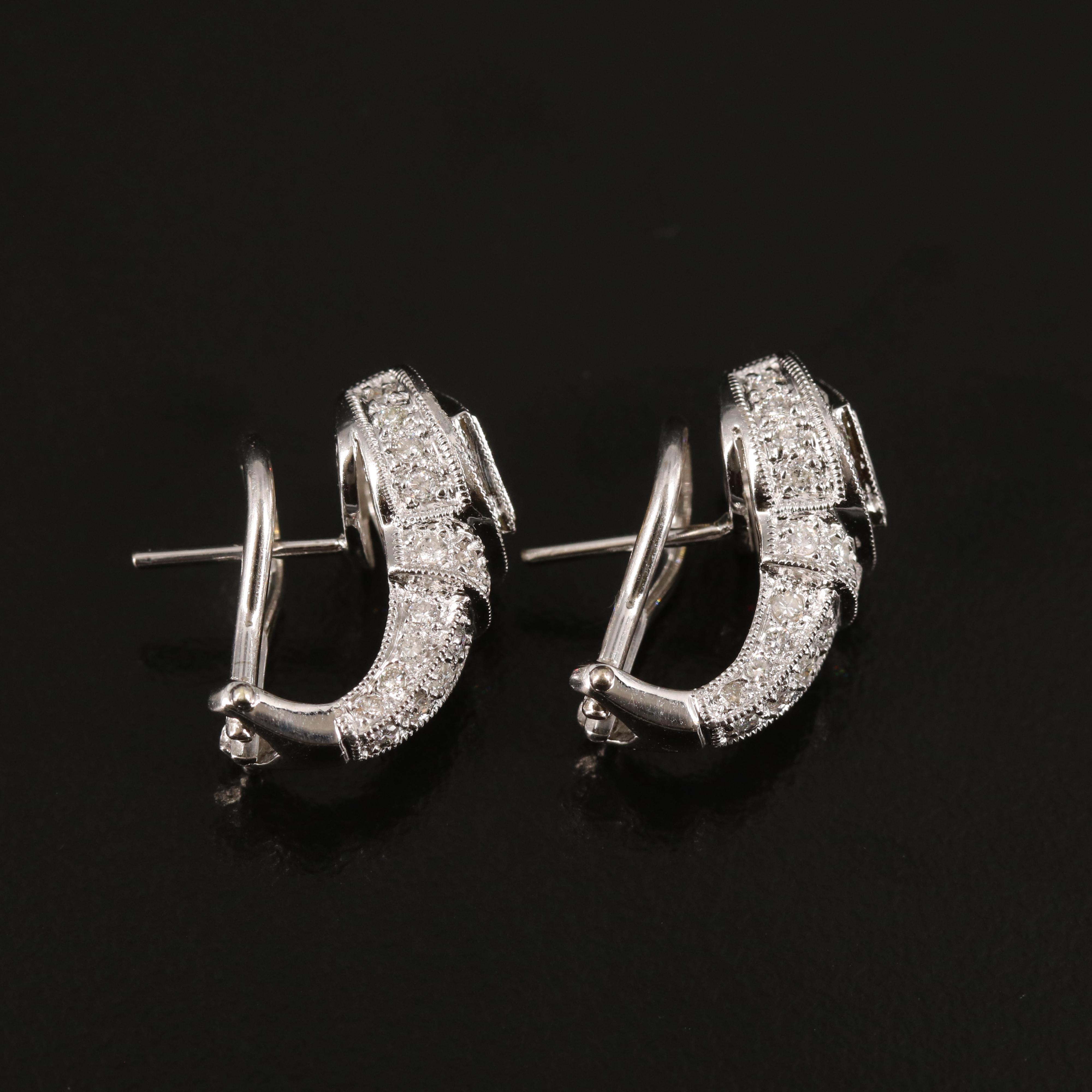 18K Sapphire and Diamond J Hoop Earrings EBTH