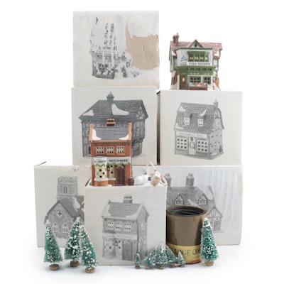 Dept. 56 Dickens' Village Series Porcelain Houses With Trees