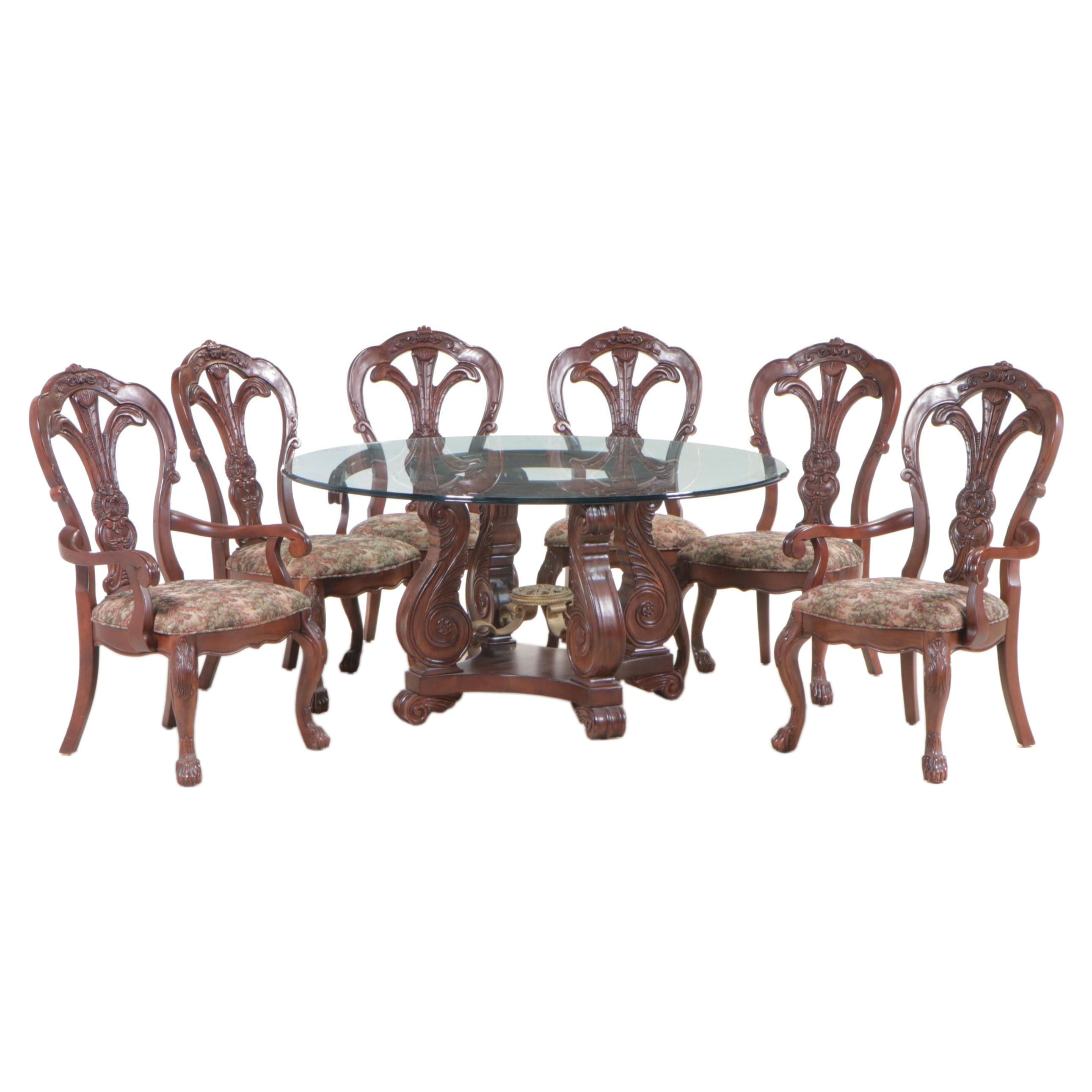 SevenPiece Bernhardt "Grand Savannah" MahoganyStained Dining Set EBTH