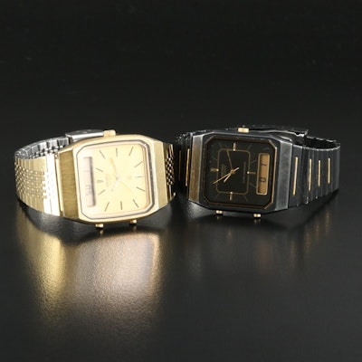 Pair of Seiko Analog-Digital Quartz Wristwatches