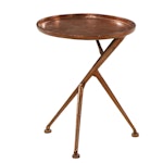 Contemporary Welded Metal Oval Side Table with Copper Tone Finish