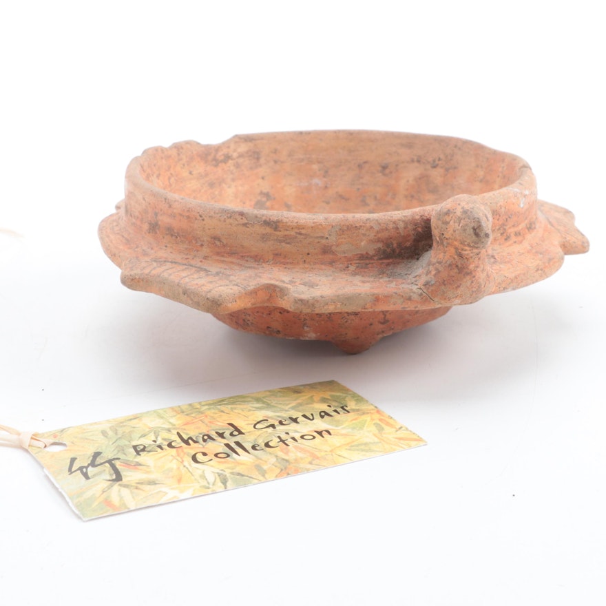 Pre-Columbian Ceramic Stylized Bird Tripod Bowl, Guatemala