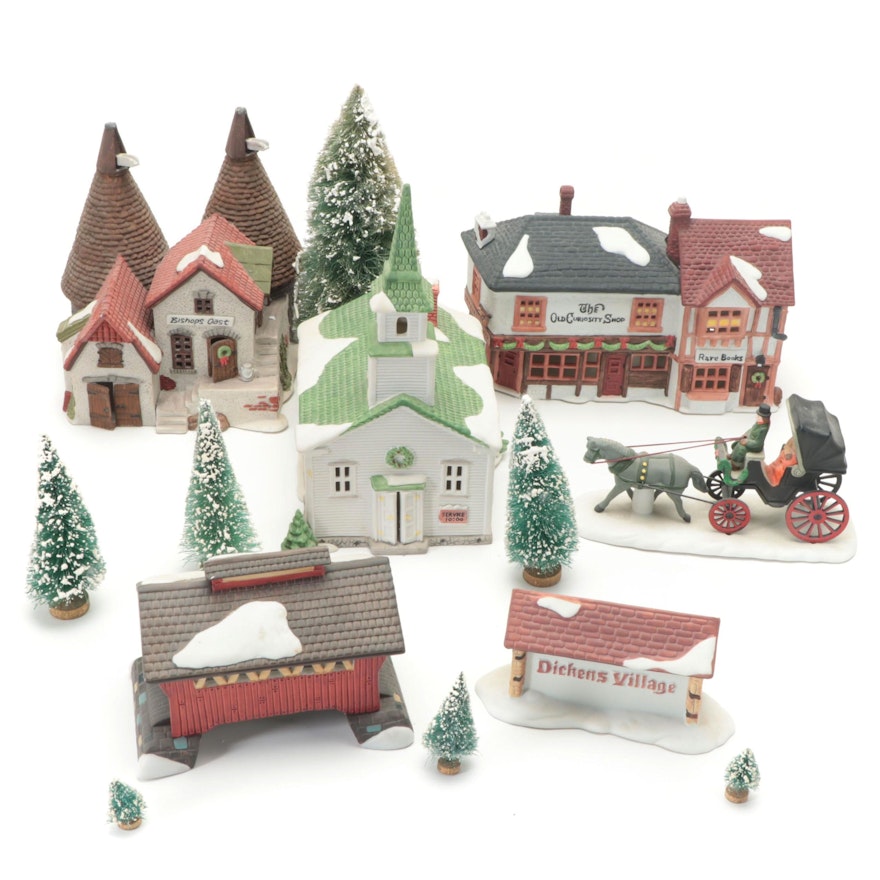 Dept. 56 Dickens' Village Porcelain Buildings With Trees