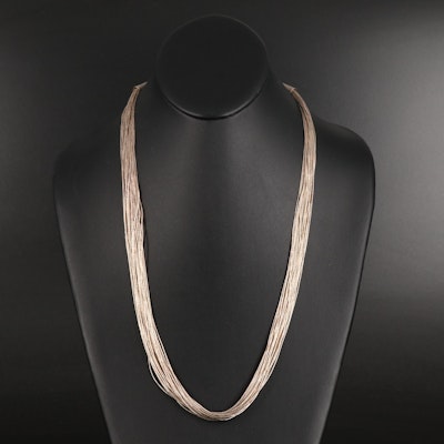 Sterling Thirty Strand Liquid Silver Necklace